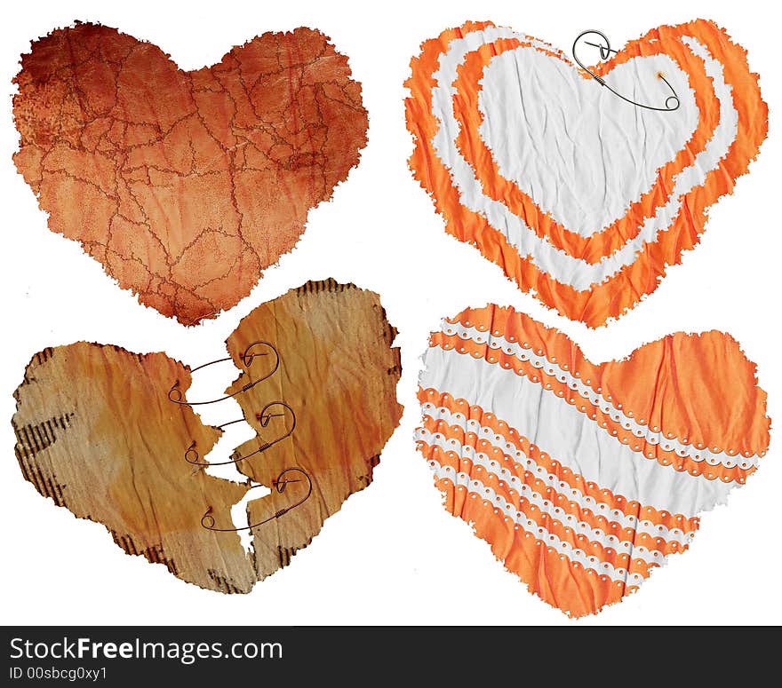 Set Of Hearts - A Paper And Textiles