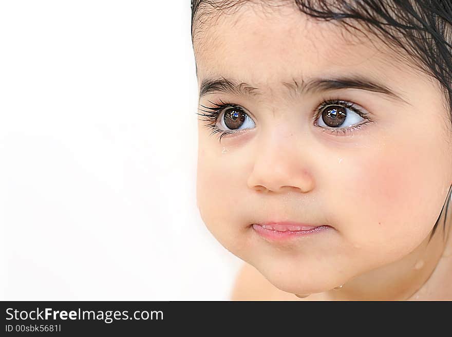 Macro shot of a baby in the shower. Macro shot of a baby in the shower