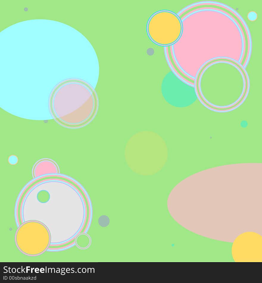 Graphic illustration of abstract shapes in retro colors against a seventies green background. Graphic illustration of abstract shapes in retro colors against a seventies green background.