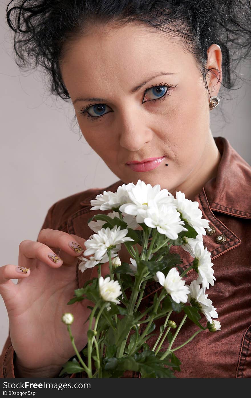 With white flowers