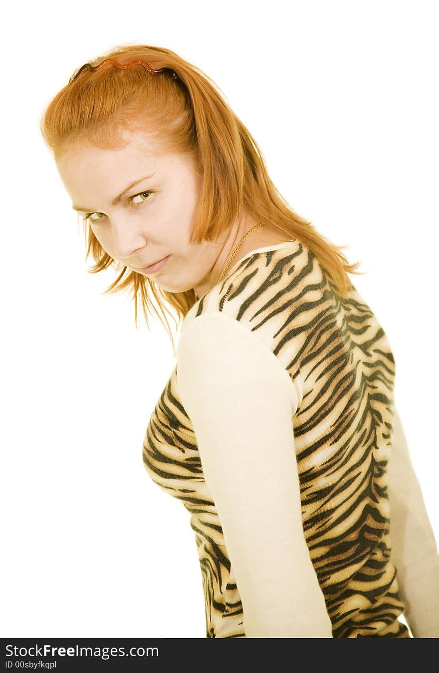 Anger girl in a tiger dress