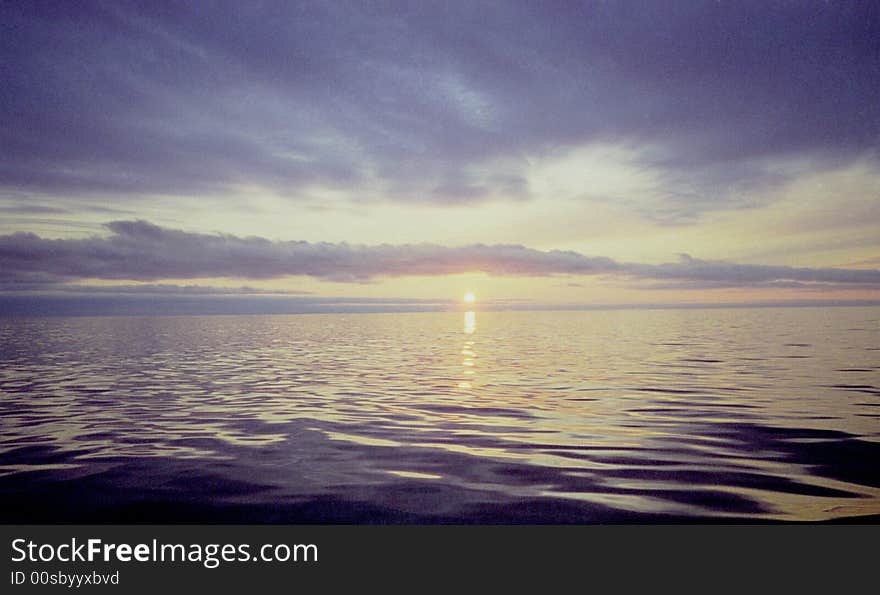 Lovely sunset in the sea.