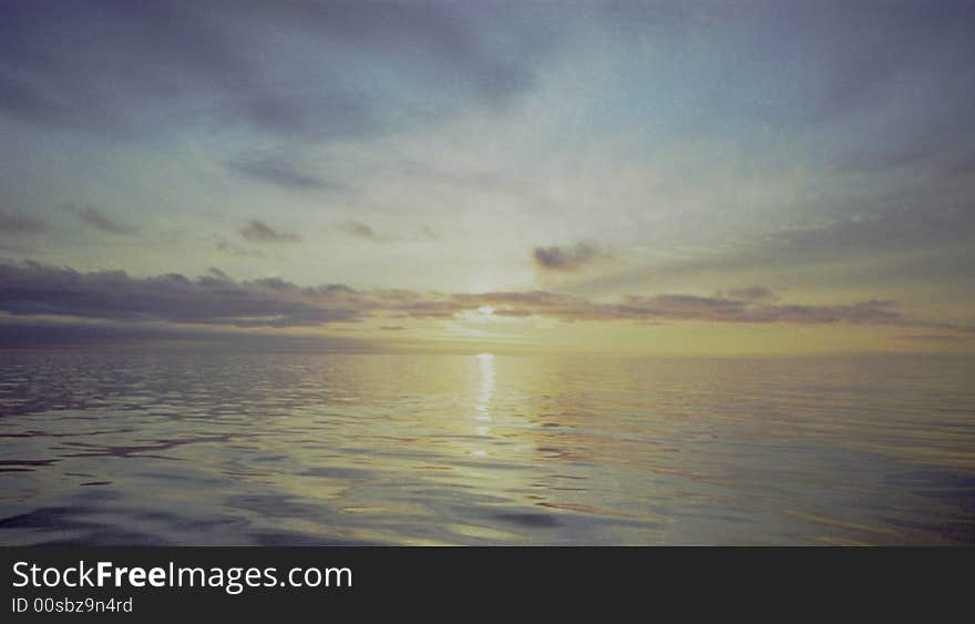 Lovely sunset in the sea.