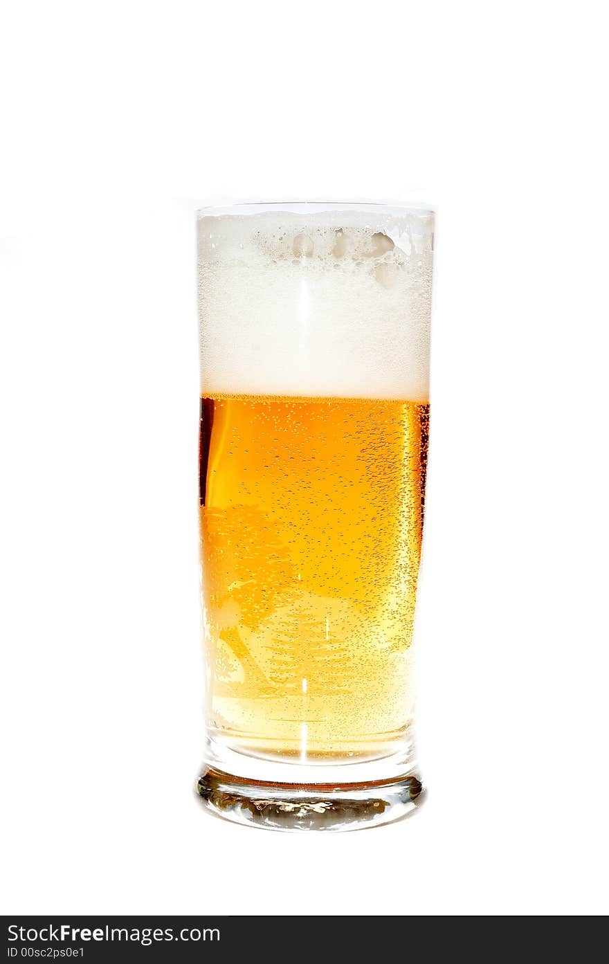 Beer in glass on white background