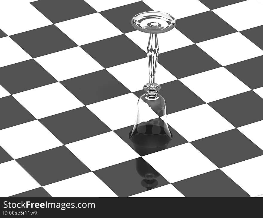 Wine glass on chess board