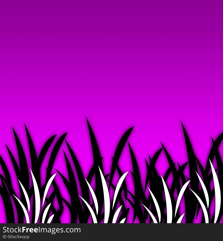 A Black&White Illustration of Grass on a Fucsia BackGround. A Black&White Illustration of Grass on a Fucsia BackGround