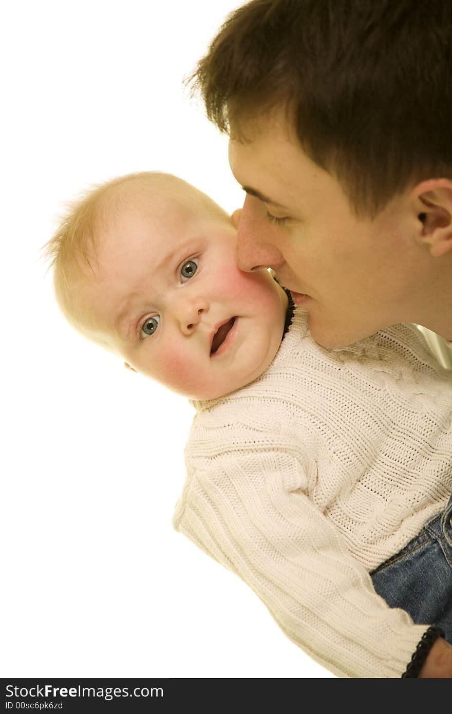 Young boy on father's hands. Young boy on father's hands