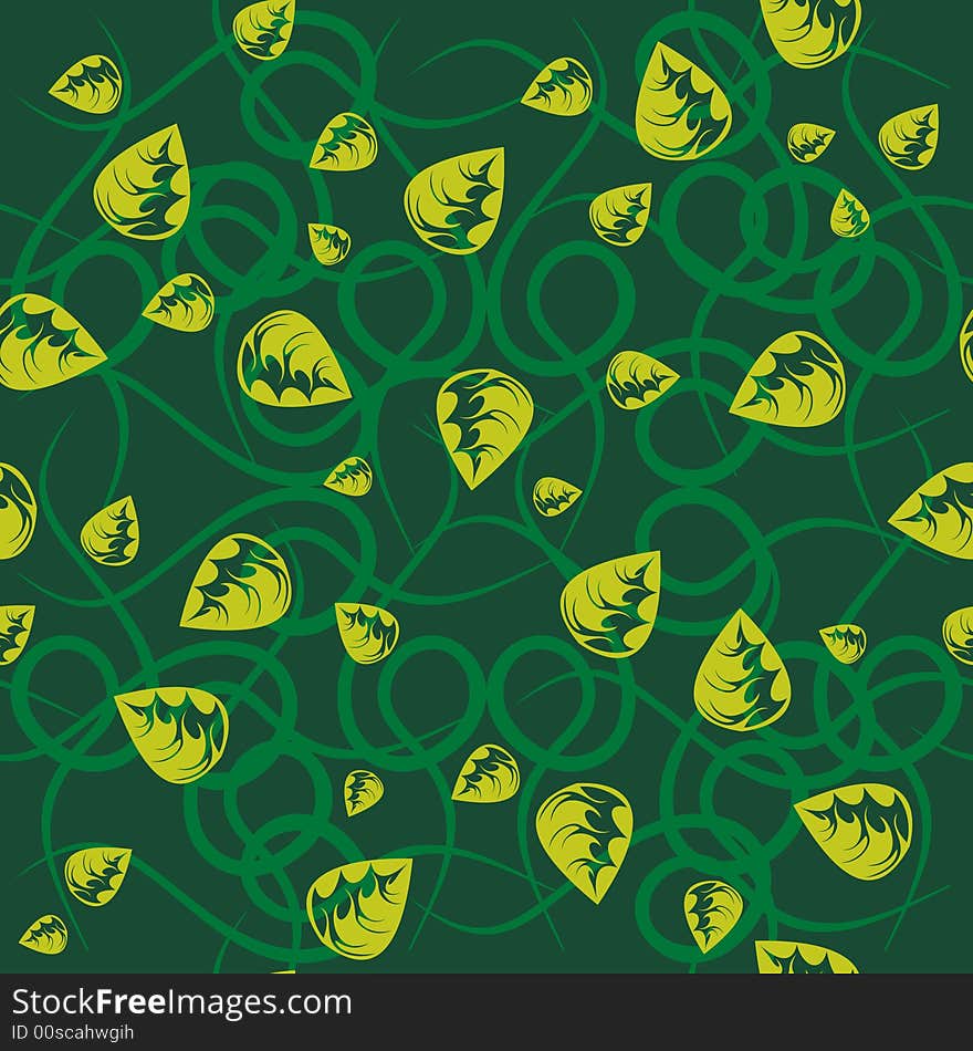 Green revival floral seamless pattern