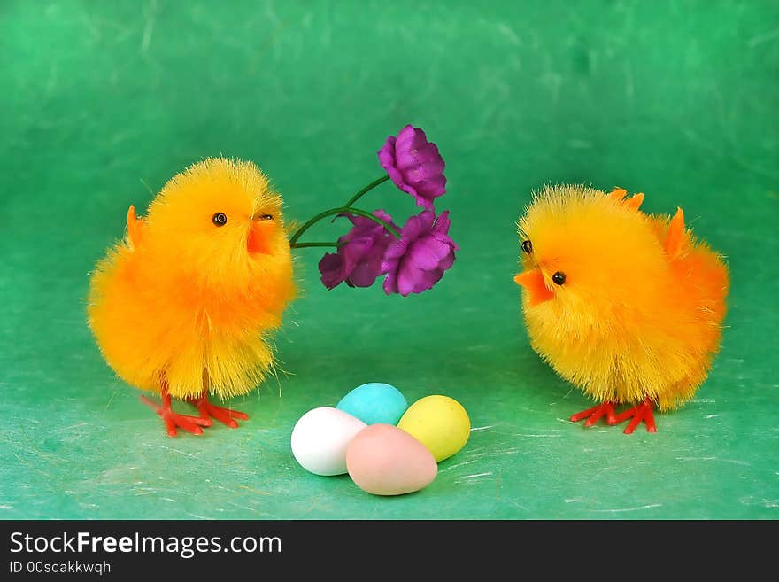 Spring love for two easter chick decorations. Spring love for two easter chick decorations