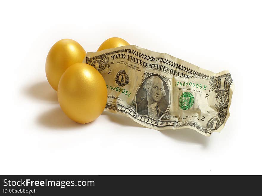 Gold eggs and dollar