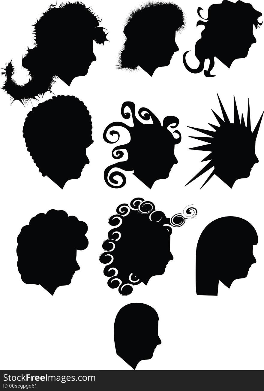 Silhouette of comics coiffure