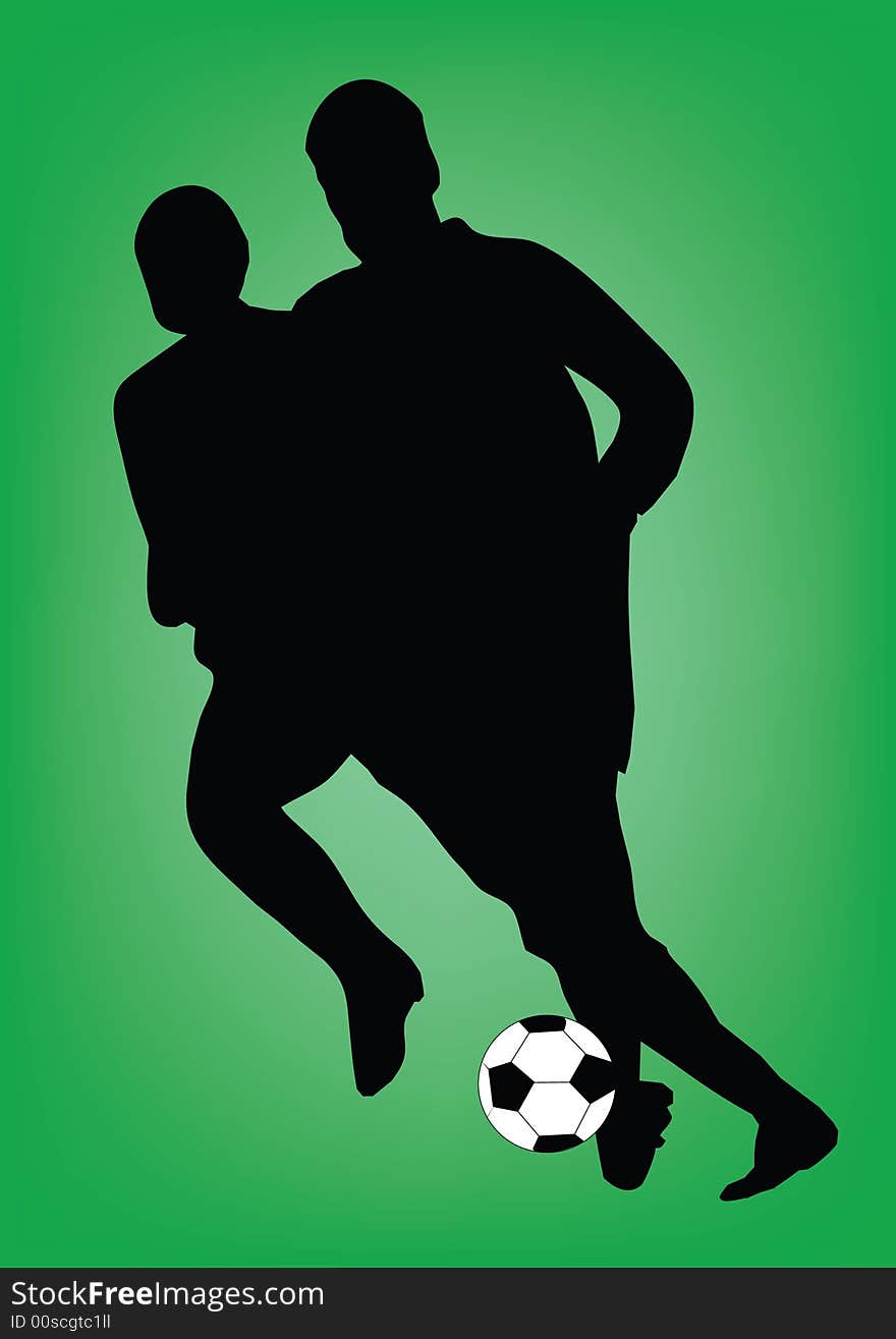 Football silhouette on green background