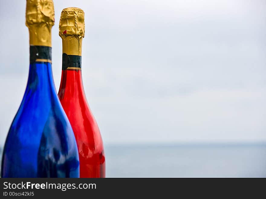 Red and Blue bottle sparkling wines