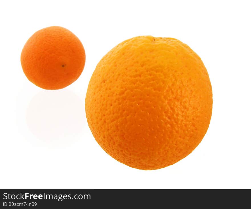 Two oranges isolated on white