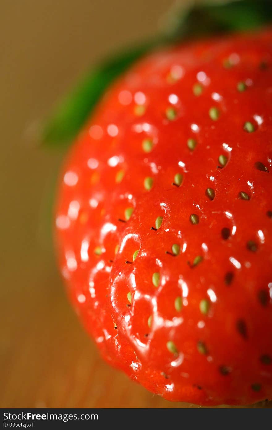 Strawberry with a brown background