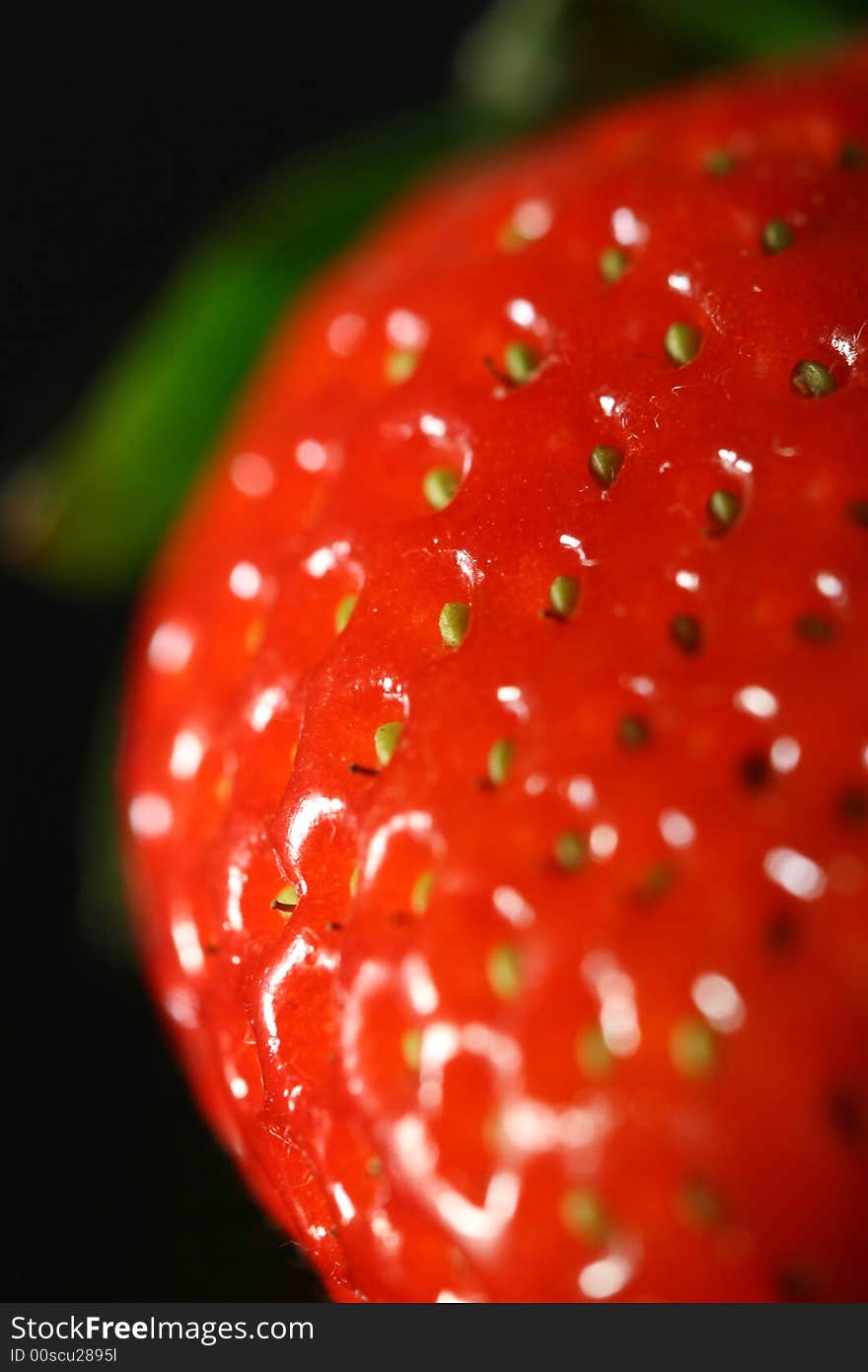 Strawberry with a black background