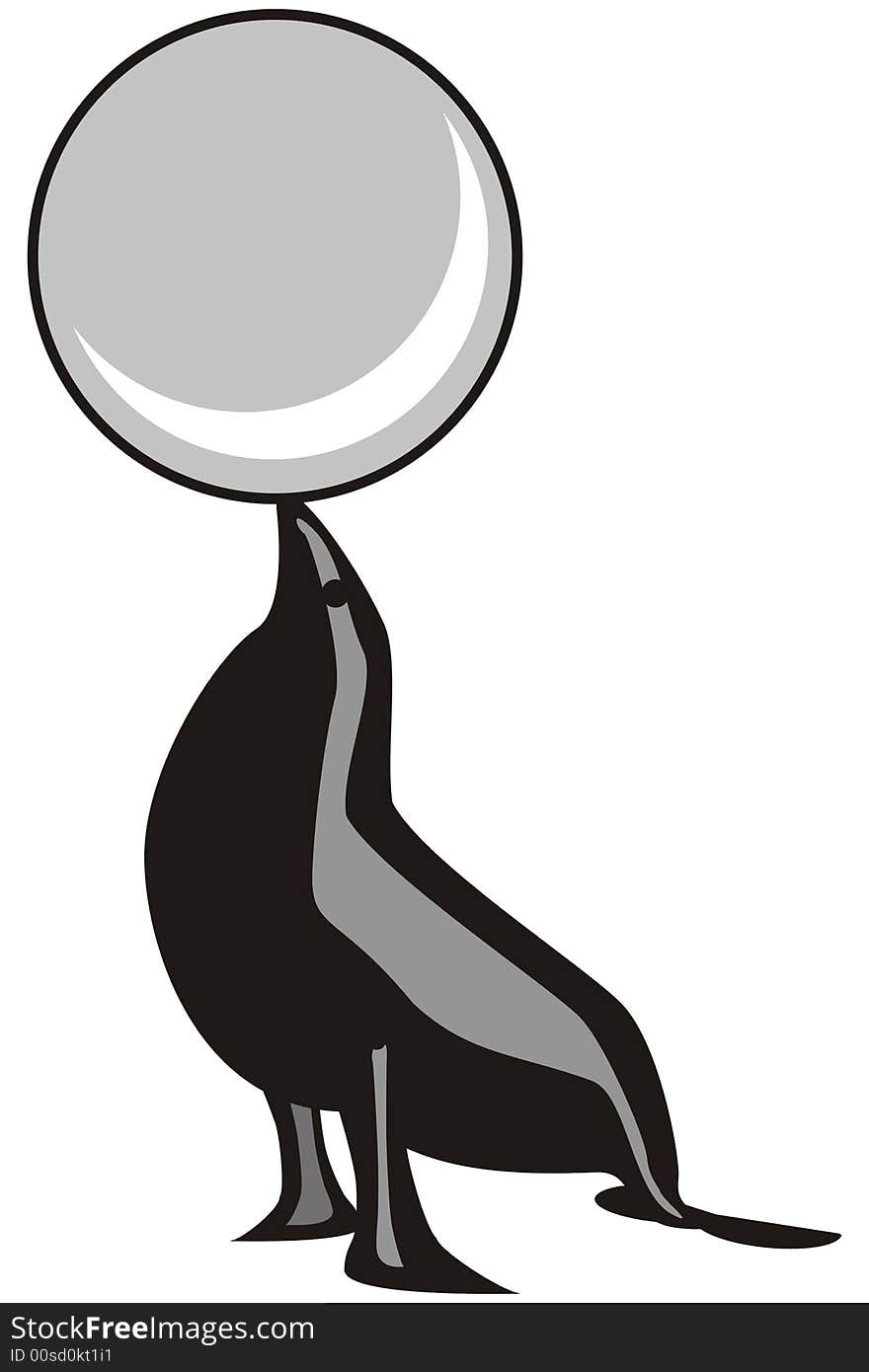 Art illustration of a seal with a ball