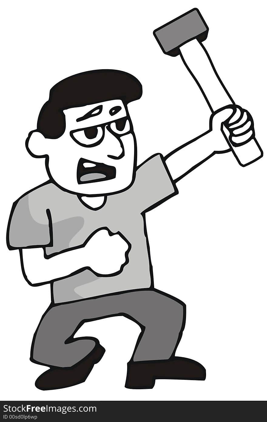 Art illustration of a man with a hammer