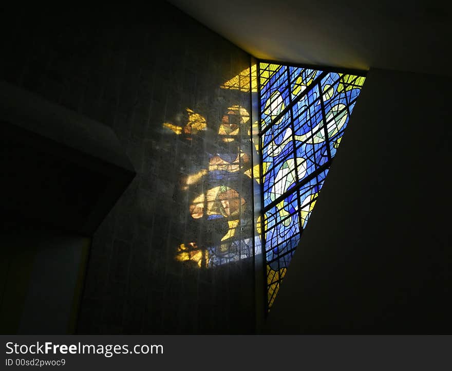 Light through a stained glass window in Liverpool cathedral