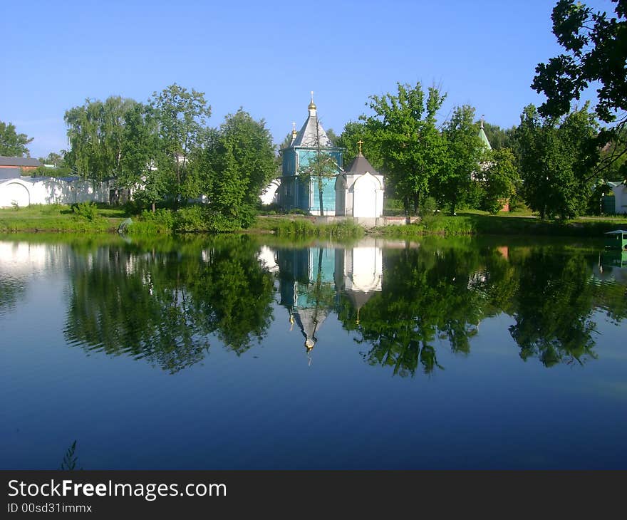 A wonderful small church placed on the river. A wonderful small church placed on the river