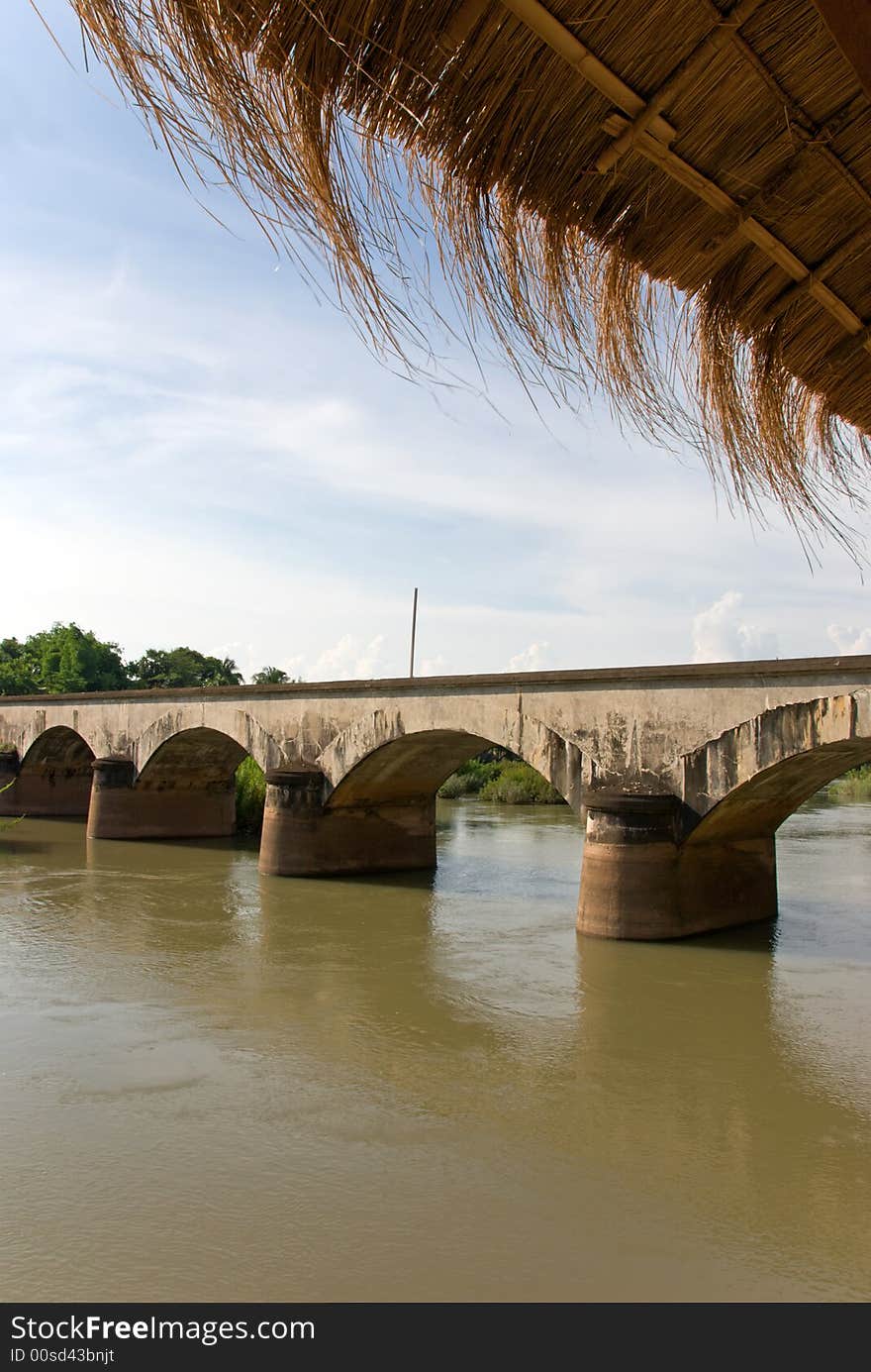 Bridge over mekong river in southern laos