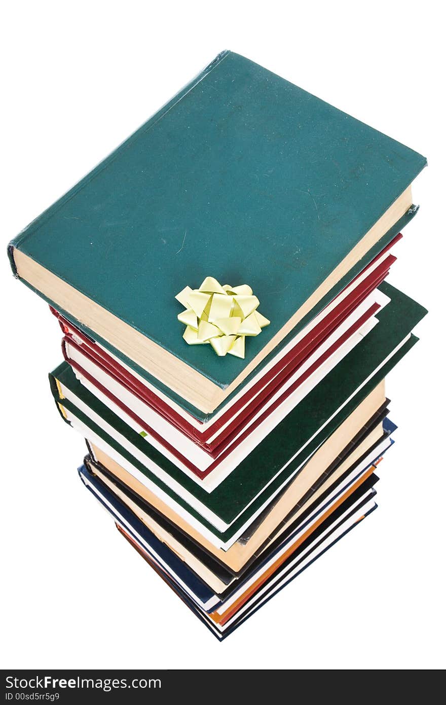 Pile of books in gift packing isolated on a white background