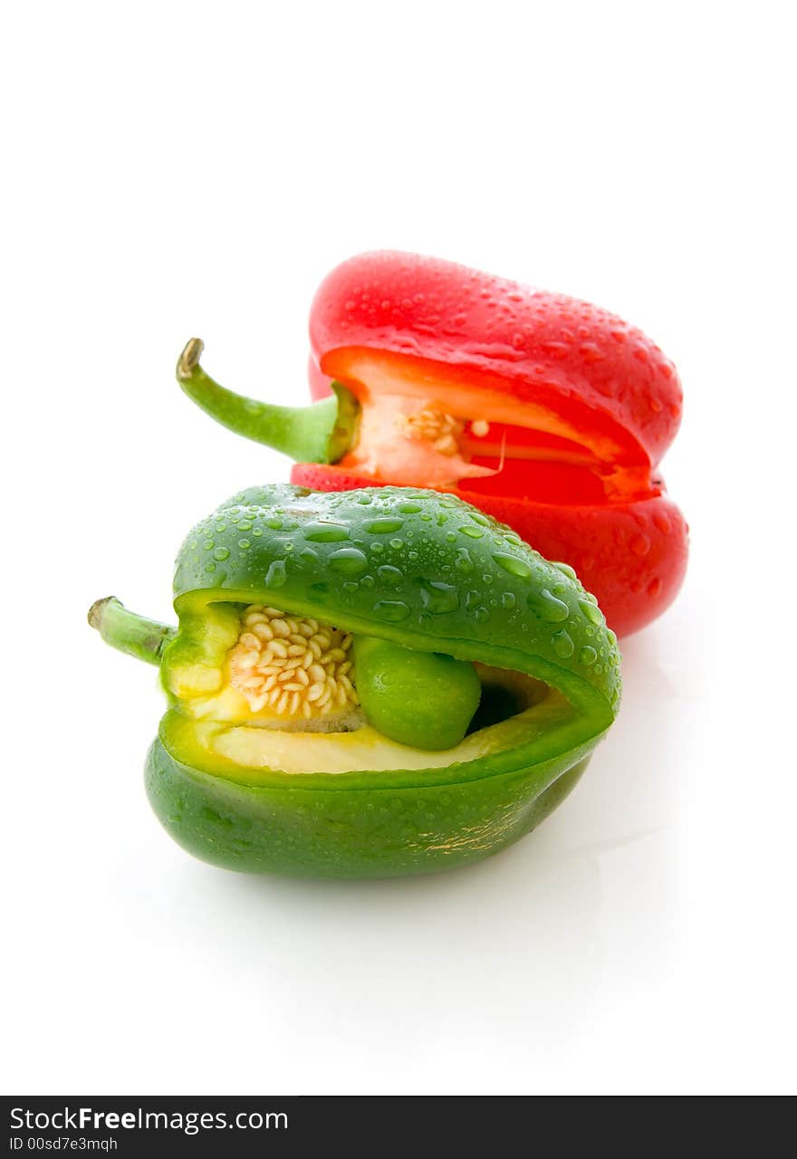 Fresh red and green pepper. Fresh red and green pepper