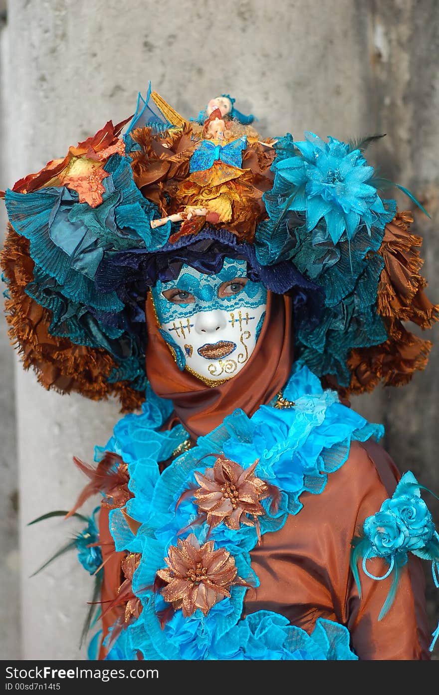 Woman wearing a beautiful costume and painted mask. Woman wearing a beautiful costume and painted mask.