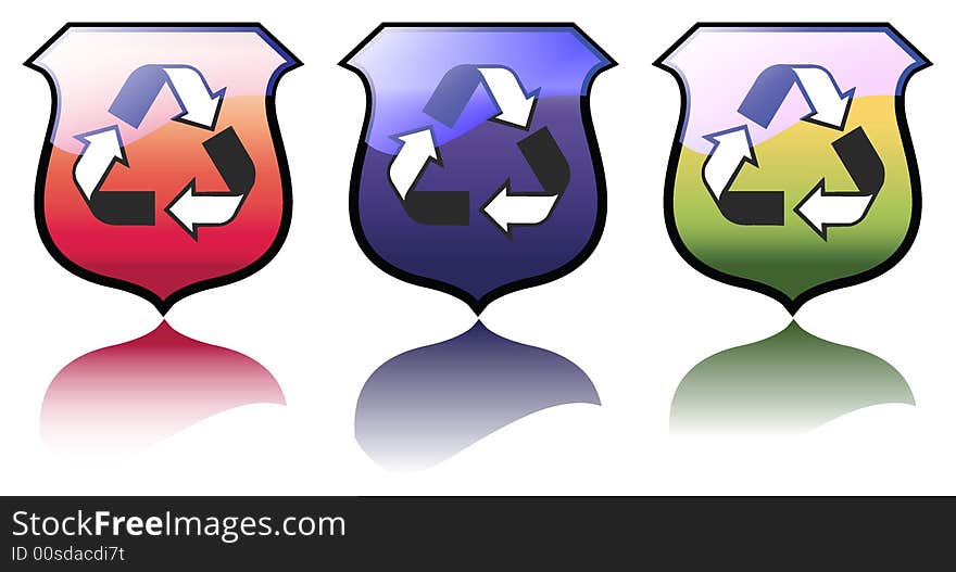 Set of Three High Quality Recycling Icons Vectors