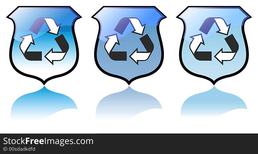 Set of Three High Quality Recycling Icons Vectors