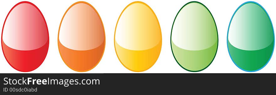 5 Easter Egg High Quality Glossy Button Icons Vector Illustrations