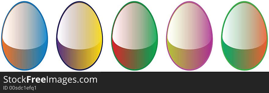 5 Easter Egg High Quality Glossy Button Icons Vector Illustrations. 5 Easter Egg High Quality Glossy Button Icons Vector Illustrations