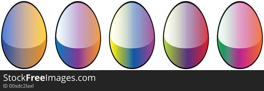 5 Easter Egg High Quality Glossy Button Icons