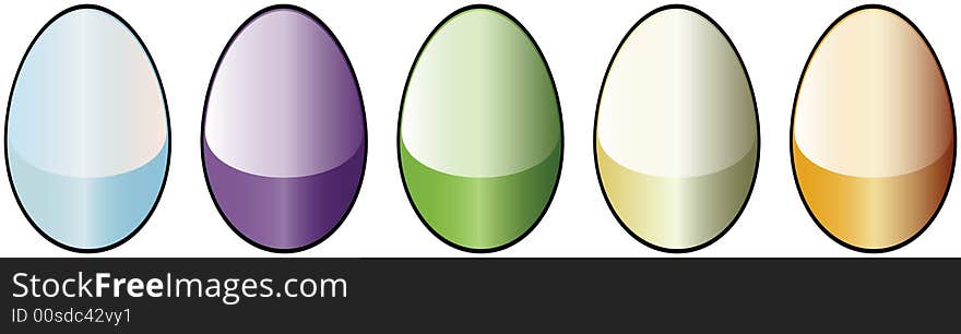 5 Easter Egg High Quality Glossy Button Icons