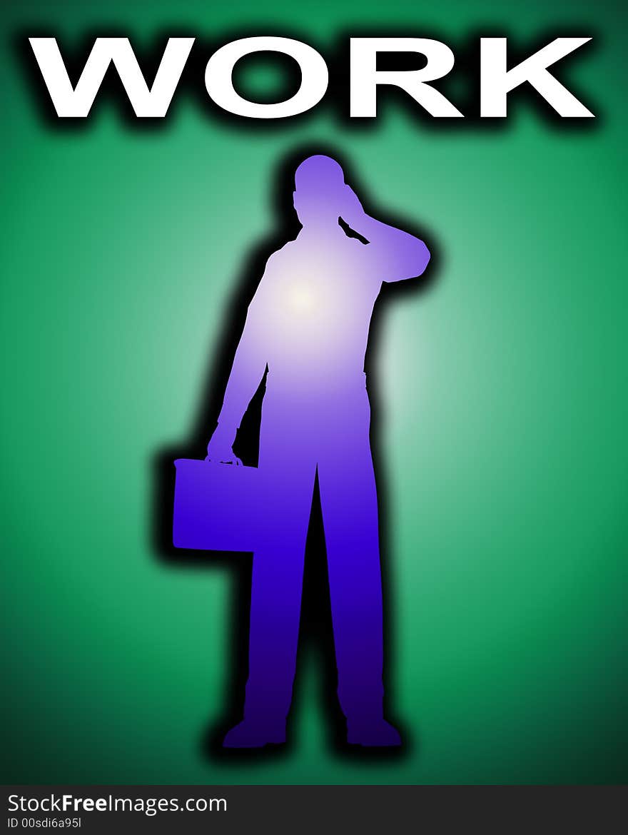 Working Business Man Outline 14