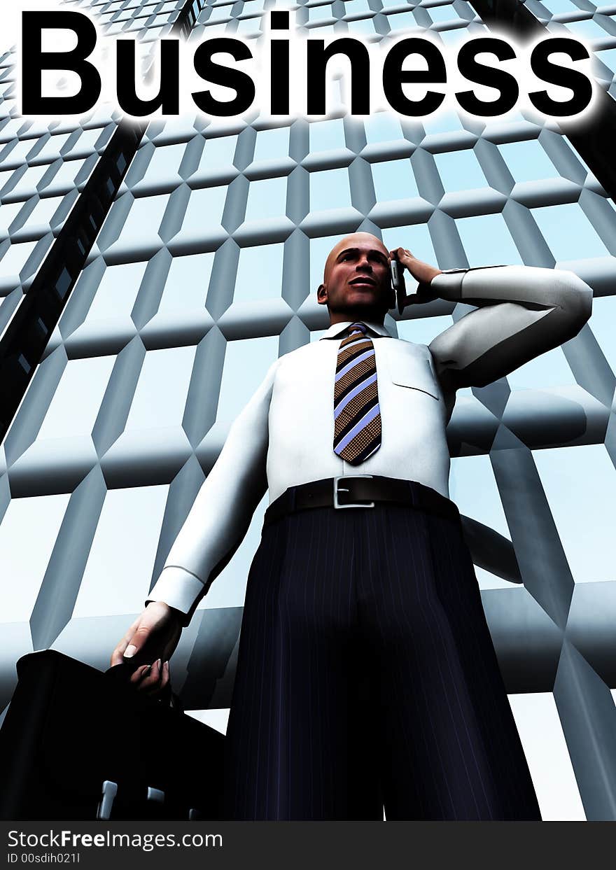 A concept image of a businessman standing in front of a building. A concept image of a businessman standing in front of a building.