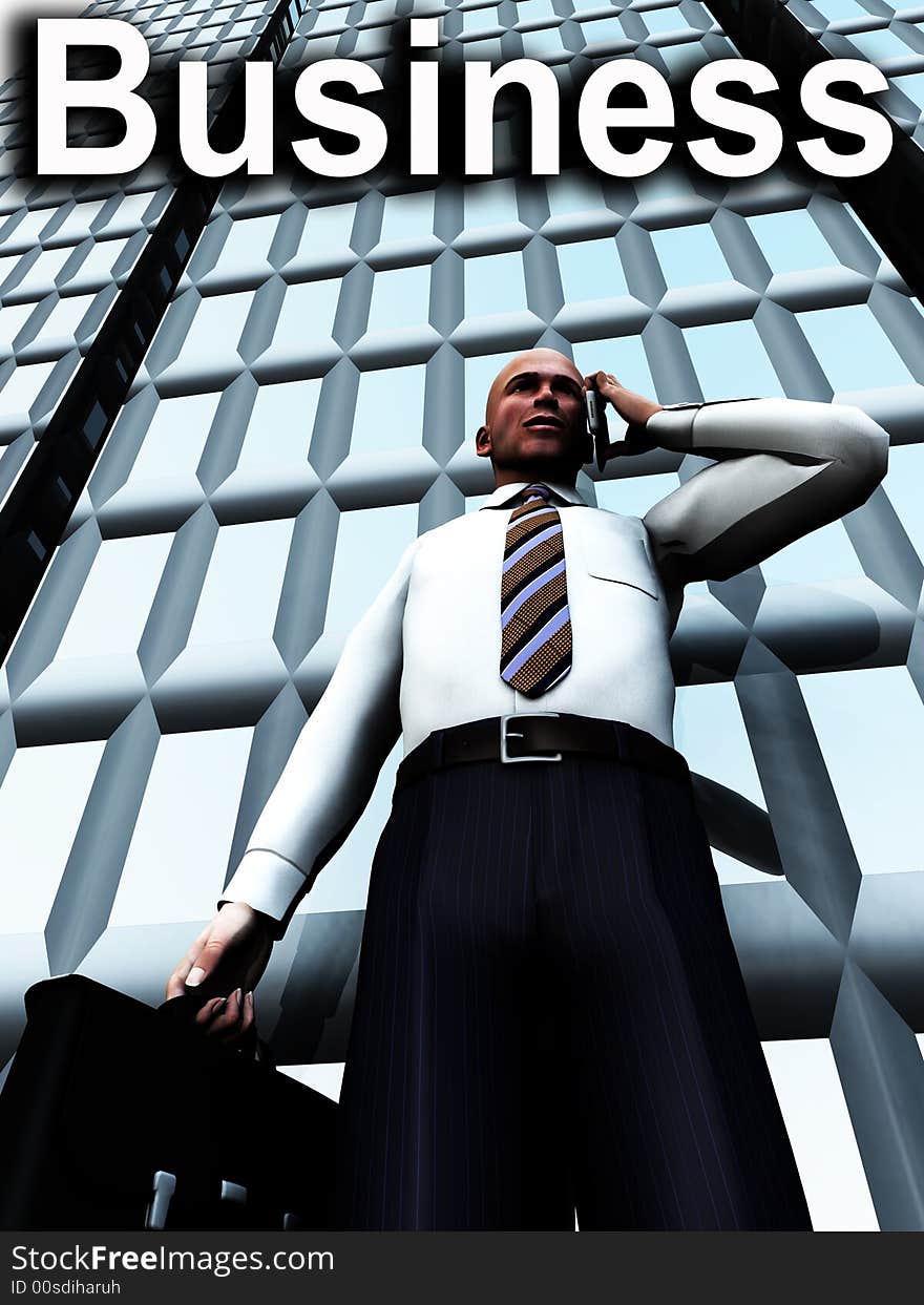 A concept image of a businessman standing in front of a building. A concept image of a businessman standing in front of a building.