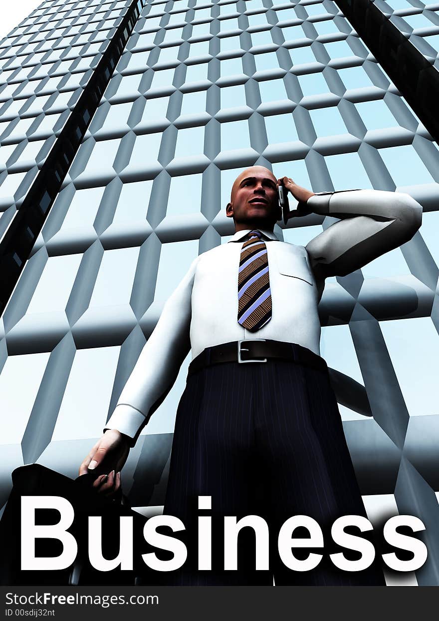 A concept image of a businessman standing in front of a building. A concept image of a businessman standing in front of a building.