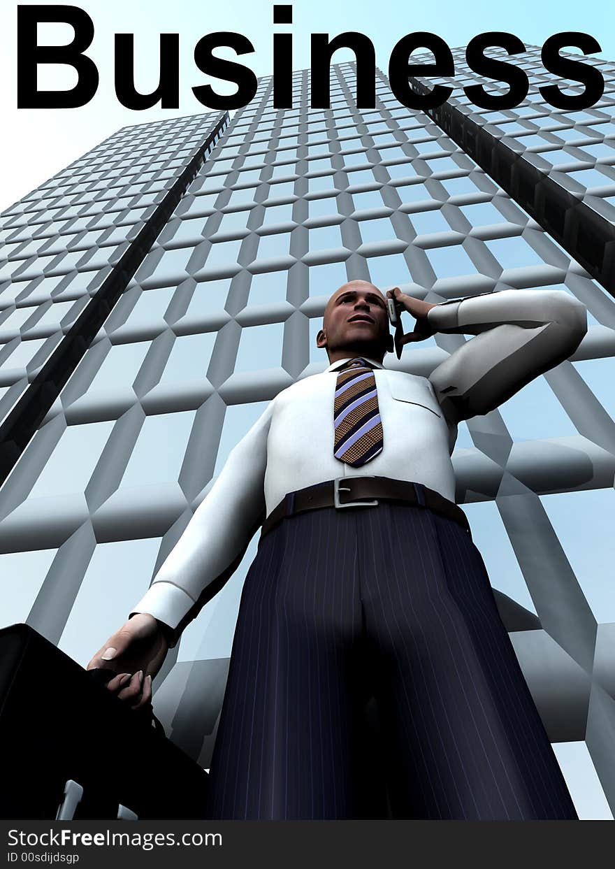 A concept image of a businessman standing in front of a building. A concept image of a businessman standing in front of a building.