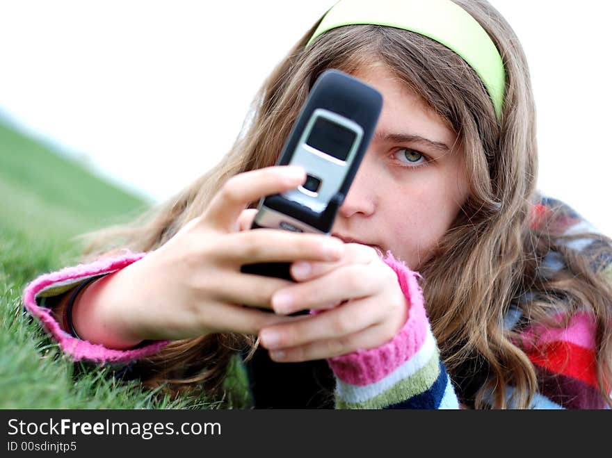 Young girl and cellphone