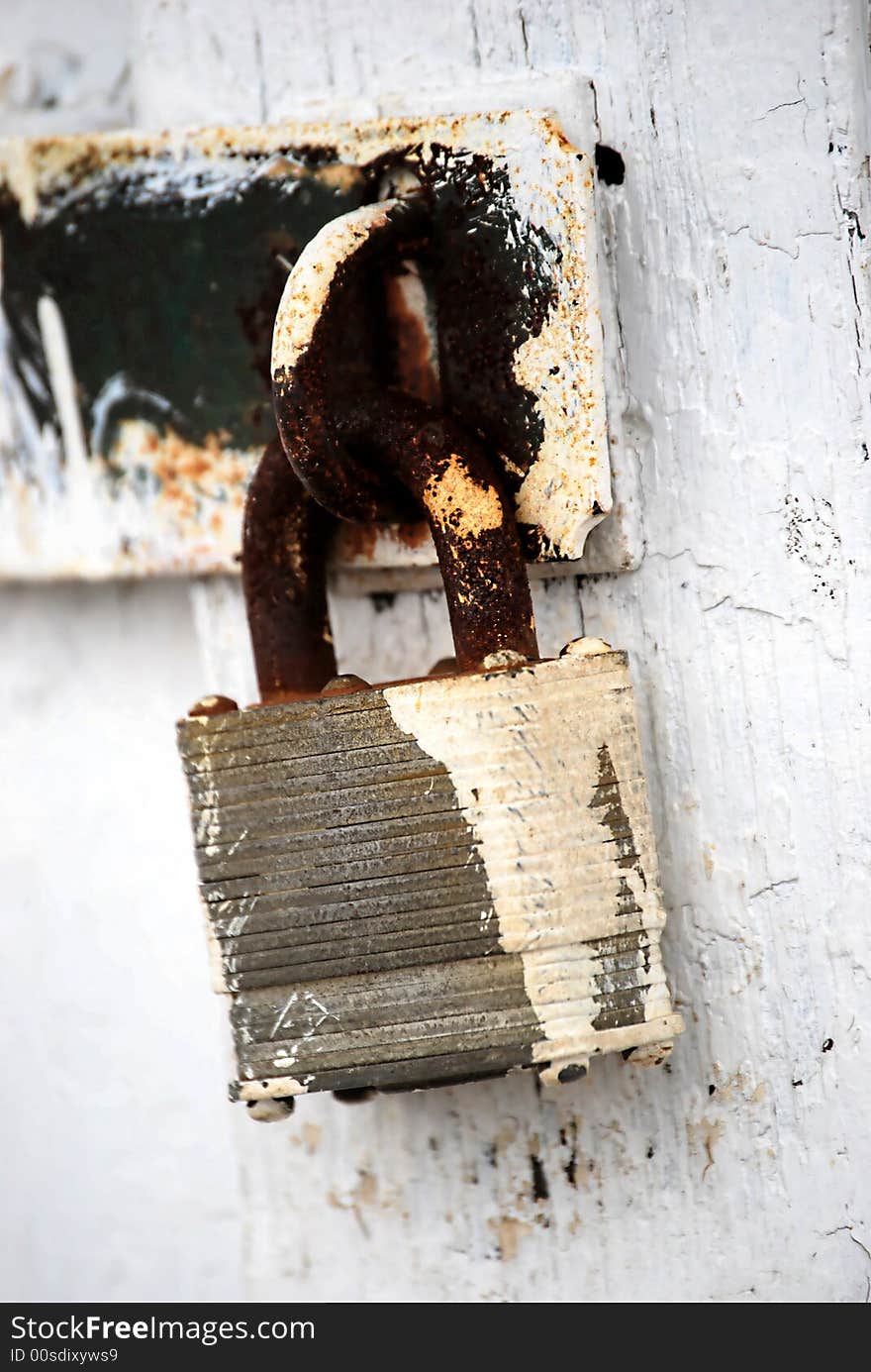 A rusted lock