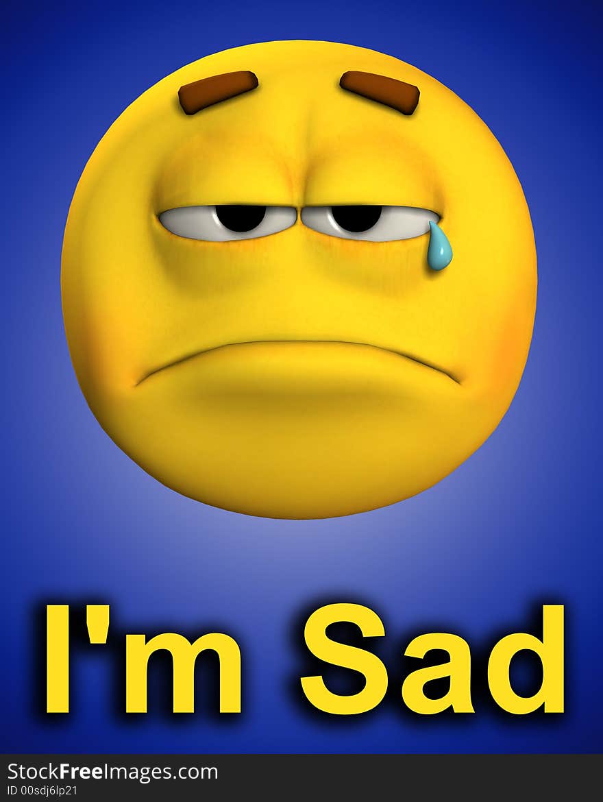 A conceptual image of a very sad cartoon face. A conceptual image of a very sad cartoon face.