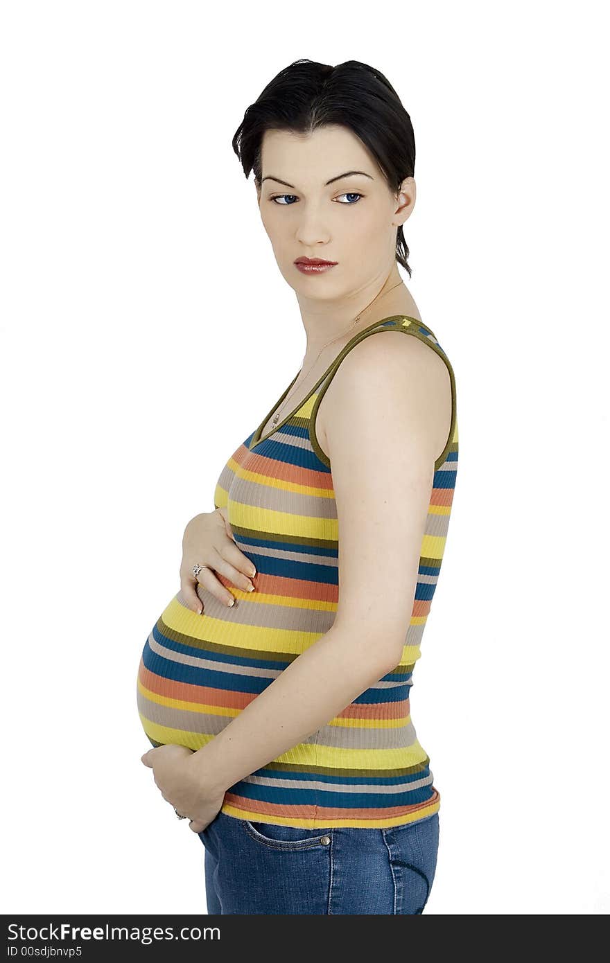 Young female in thrid trimester of pregnancy. Young female in thrid trimester of pregnancy.