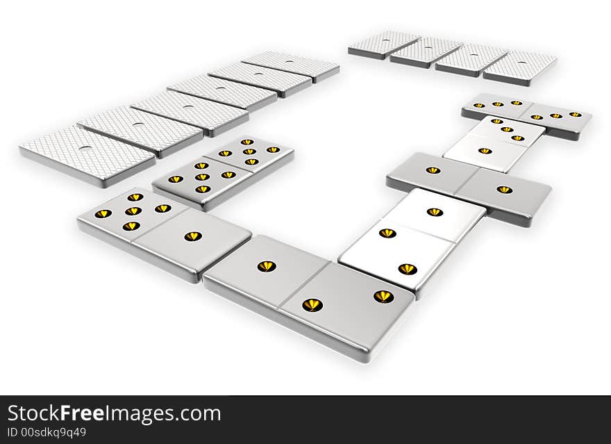 Game of domino, 3d rendering