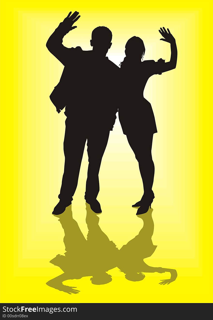 Silhouette of the young people