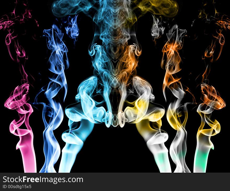 Smoke trails in different colors. Smoke trails in different colors