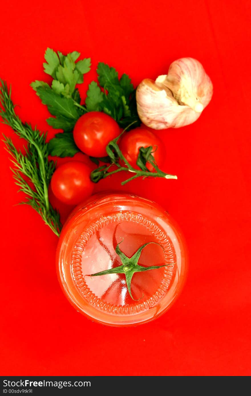 Tomato with green Isolated in White Background