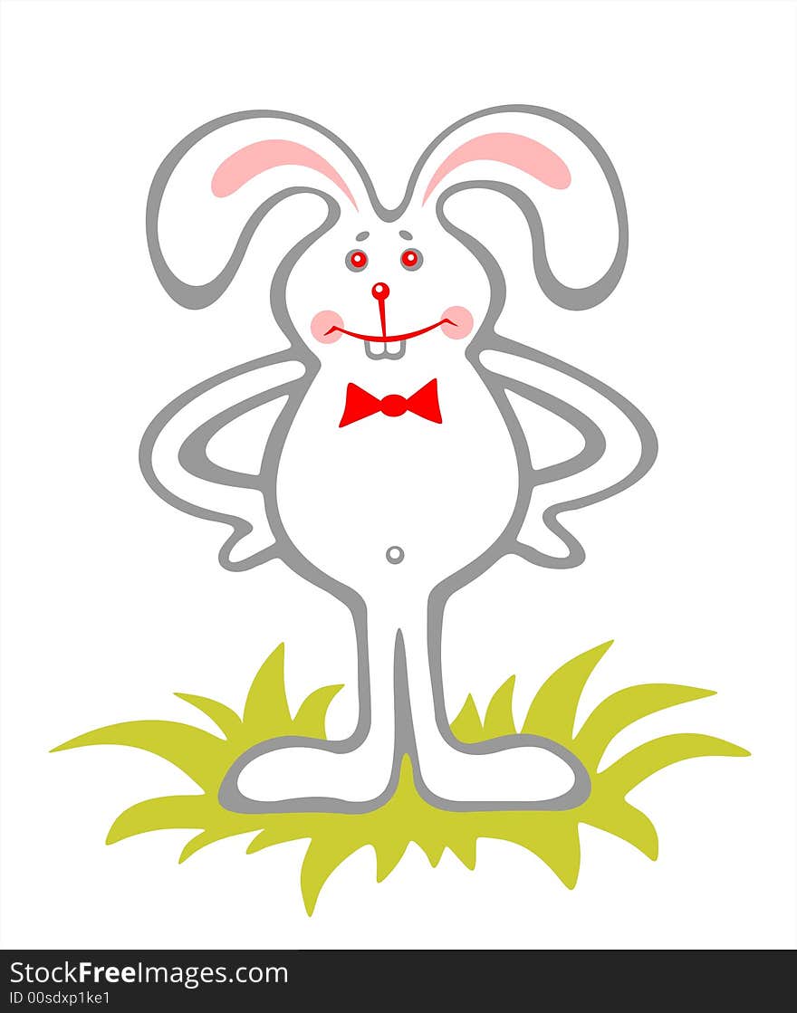 Amusing bunny isolated on a white background. Easter illustration. Amusing bunny isolated on a white background. Easter illustration.