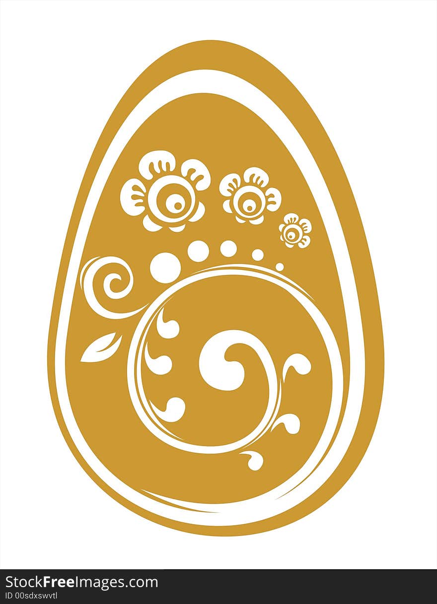 Easter egg and gold flower pattern isolated on a white background. Easter egg and gold flower pattern isolated on a white background.