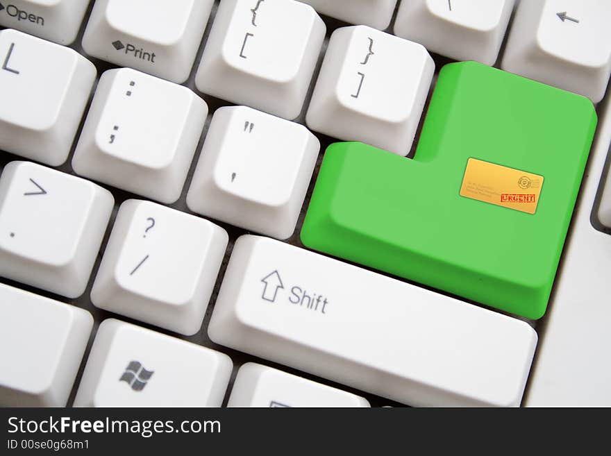 Concept of keyboard with green SENT MAIL button